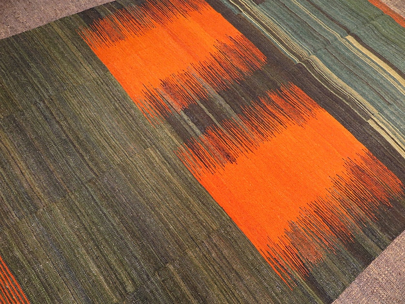 Orange Green Kilim Oriental Rugs Nomad Rugs